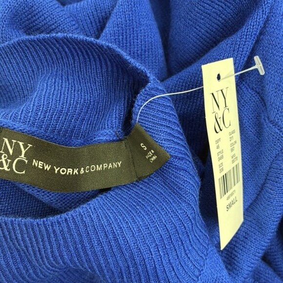 New York & Company Blue Zip Sweater Womens S Asymmetrical Full Zip Mock Neck - Picture 6 of 8